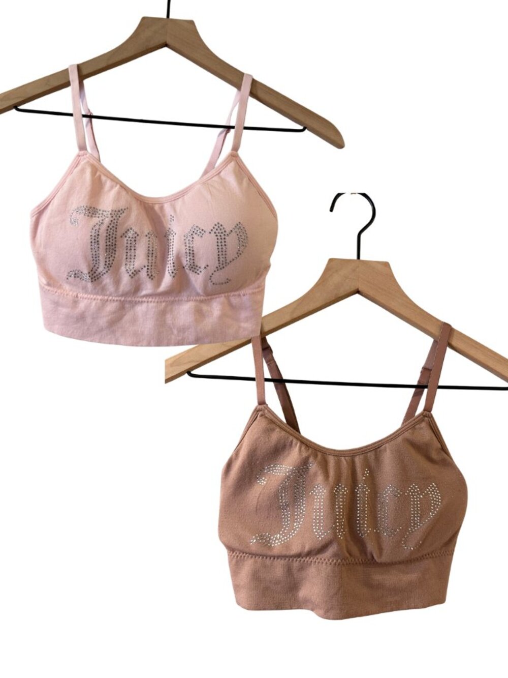 Two Pack Bundle Juicy Couture Y2K Rhinestone Padded Bralettes - Size M